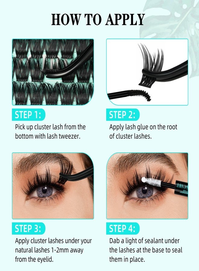 AMZGIRL LASH Lash Clusters Kit 168pcs Eyelash Extension Kit Cluster Lashes Natural Look with Lash Bond and Seal Waterproof, Lash Remover Eyelashes Tweezer with Wet Look Ultra-Thin Band Lashes(Tulip-Kit,D-10-18mm) - Image 5